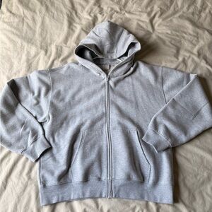 Aritzia Cozy Sweatfleece Perfect Zip Hoodie - Heather Chrome